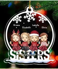 Besties Forever   Bestie Personalized Custom Ornament   Acrylic Snow Globe Shaped   Christmas Gift For Best Friends, BFF, Sisters