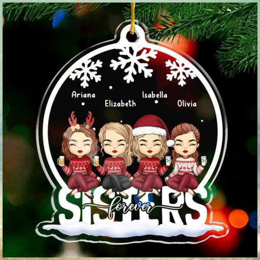 Besties Forever   Bestie Personalized Custom Ornament   Acrylic Snow Globe Shaped   Christmas Gift For Best Friends, BFF, Sisters