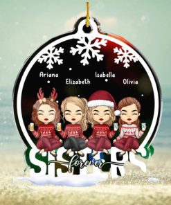 Besties Forever   Bestie Personalized Custom Ornament   Acrylic Snow Globe Shaped   Christmas Gift For Best Friends, BFF, Sisters