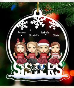 Besties Forever   Bestie Personalized Custom Ornament   Acrylic Snow Globe Shaped   Christmas Gift For Best Friends, BFF, Sisters