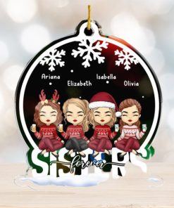 Besties Forever Bestie Personalized Custom Ornament Acrylic Snow Globe Shaped Christmas Gift For Best Friends, BFF, Sisters