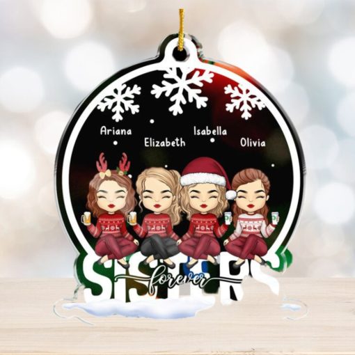 Besties Forever   Bestie Personalized Custom Ornament   Acrylic Snow Globe Shaped   Christmas Gift For Best Friends, BFF, Sisters