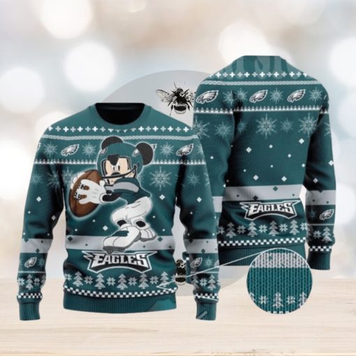 Big Mickey Mouse Playing Philadelphia Eagles Ugly Christmas Sweaters