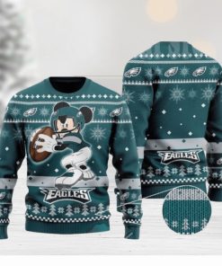 Big Mickey Mouse Playing Philadelphia Eagles Ugly Christmas Sweaters