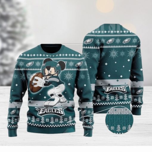 Big Mickey Mouse Playing Philadelphia Eagles Ugly Christmas Sweaters