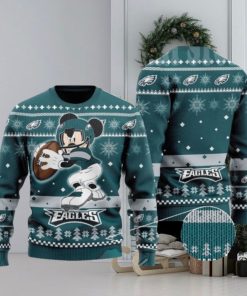 Big Mickey Mouse Playing Philadelphia Eagles Ugly Christmas Sweaters