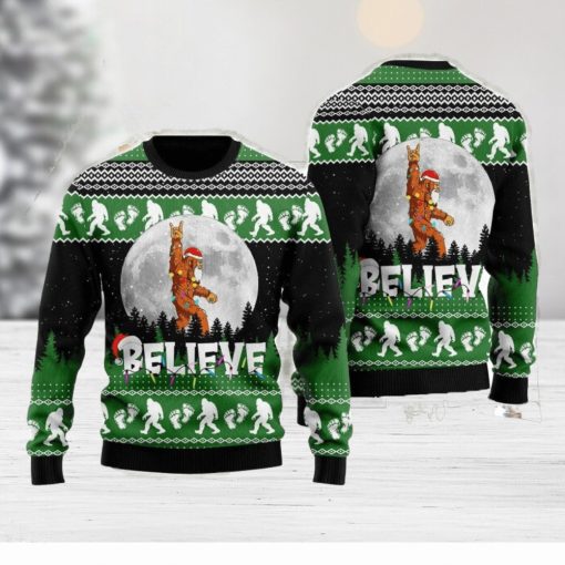 Bigfoot Believe 3D Ugly Christmas Sweater Gift For Family Christmas Gift