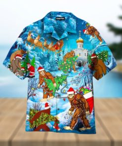 Bigfoot Festive Hawaiian Shirt, Santa Claus Shirt