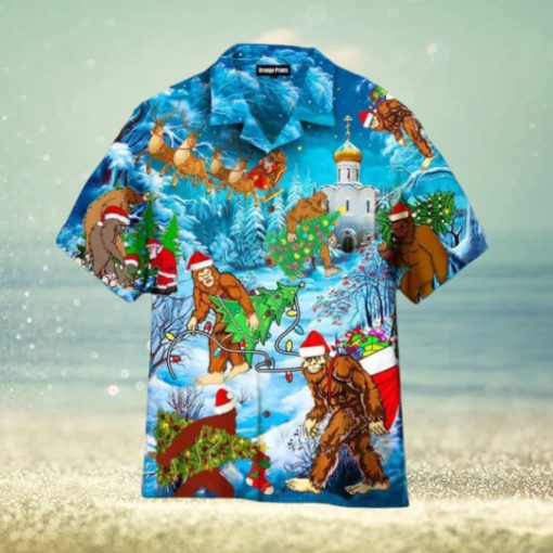 Bigfoot Festive Hawaiian Shirt, Santa Claus Shirt