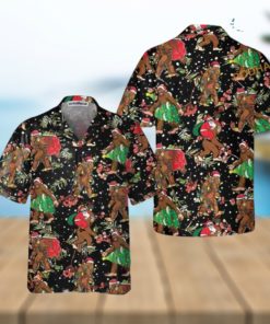 Bigfoot Santa Christmas Pattern Hawaiian Shirt, Funny Xmas Gifts