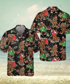 Bigfoot Santa Christmas Pattern Hawaiian Shirt, Funny Xmas Gifts