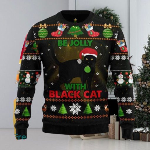 Black Cat Be Jolly Ugly Christmas Sweater Style Gift For Men And Women