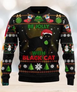 Black Cat Be Jolly Ugly Christmas Sweater Style Gift For Men And Women