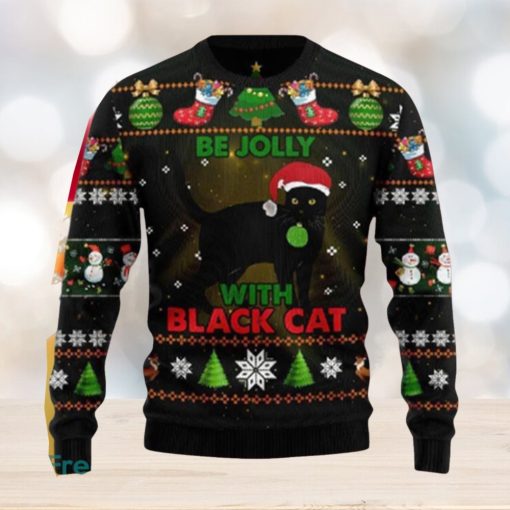 Black Cat Be Jolly Ugly Christmas Sweater Style Gift For Men And Women