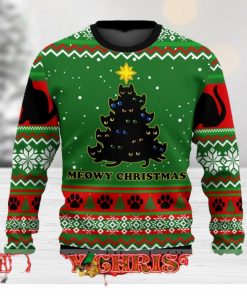 Black Cat Meowy Christmas Tree Ugly Christmas Sweater