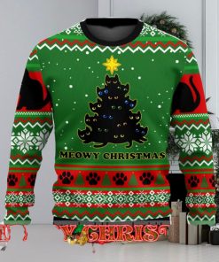 Black Cat Meowy Christmas Tree Ugly Christmas Sweater