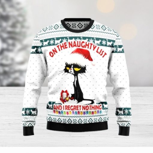 Black Cat Naughty List Ugly Cat Christmas Sweater