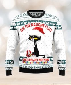 Black Cat Naughty List Ugly Cat Christmas Sweater