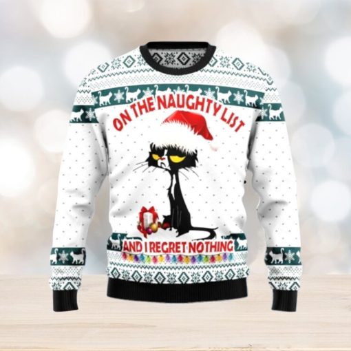 Black Cat Naughty List Ugly Cat Christmas Sweater