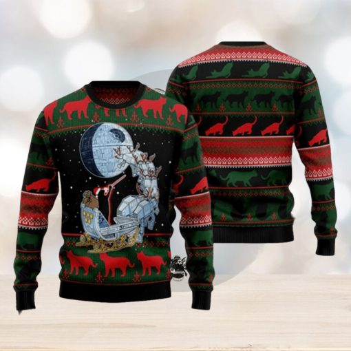 Black Cat Sleigh To Death Star Ugly Christmas Sweater