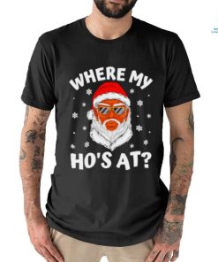 Black african American Santa where my hos at Christmas shirt