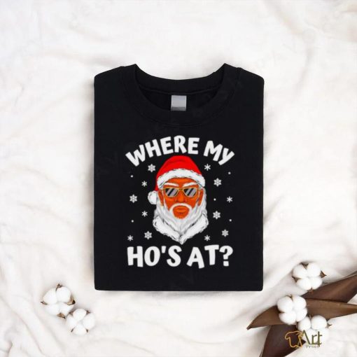 Black african American Santa where my hos at Christmas shirt