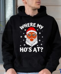 Black african American Santa where my hos at Christmas shirt
