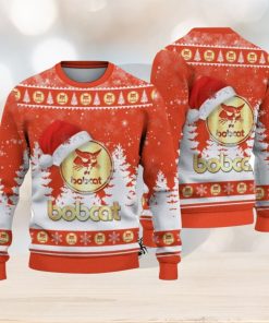 Bobcat Logo Wearing Santa Hat Christmas Gift Ugly Christmas Sweater For Car Lover 3D Sweater