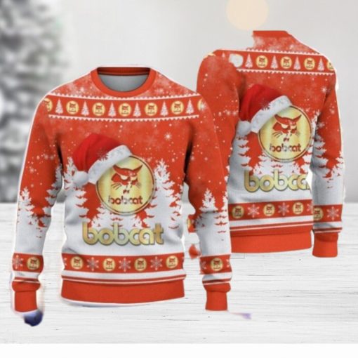 Bobcat Santa Hat Pattern Ugly Christmas Sweater For Men And Women