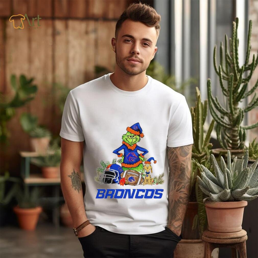 Boise State Broncos Grinch and Max dog funny Christmas shirt Boise State Broncos Grinch and Max dog funny Christmas shirt