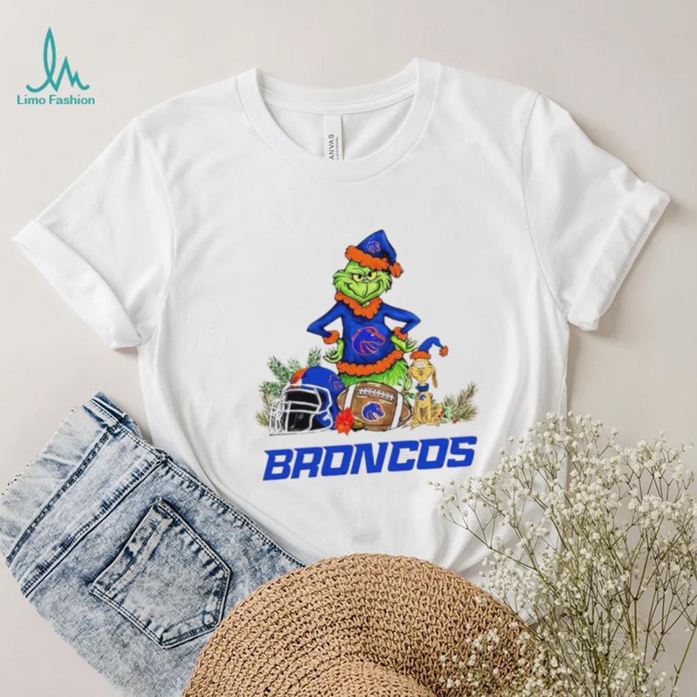 Boise State Broncos Grinch and Max dog funny Christmas shirt Boise State Broncos Grinch and Max dog funny Christmas shirt