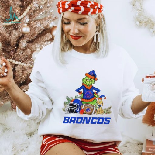 Boise State Broncos Grinch and Max dog funny Christmas shirt
