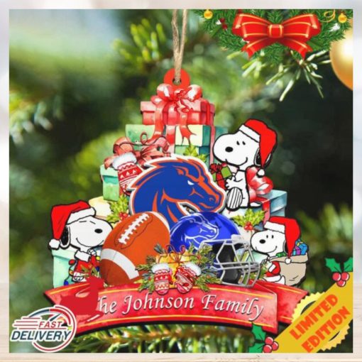 Boise State Broncos Snoopy Christmas NCAA Ornament Personalized Your Family Name