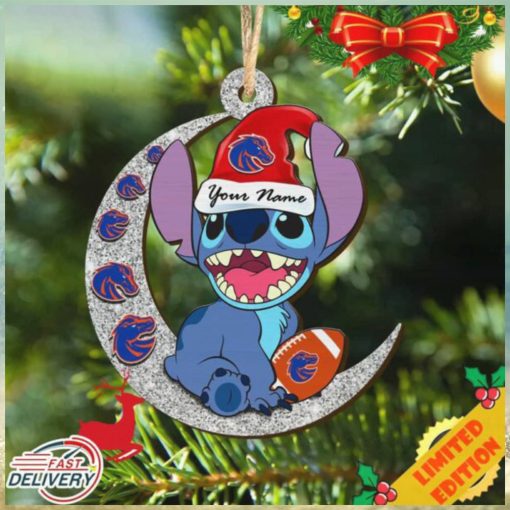 Boise State Broncos Stitch Christmas Ornament NCAA And Stitch With Moon Ornament