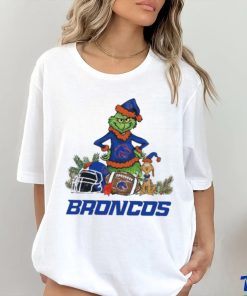 Boise State Santa Grinch And Santa Dog Christmas Shirt