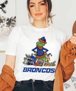 Boise State Santa Grinch And Santa Dog Christmas Shirt