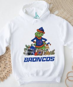 Boise State Santa Grinch And Santa Dog Christmas Shirt