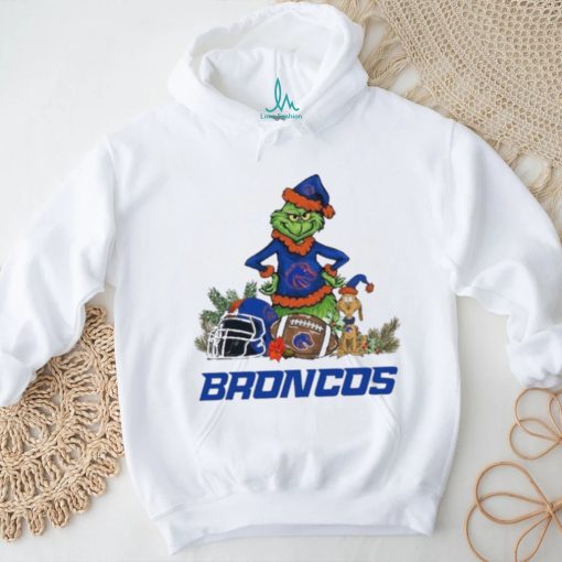 Boise State Santa Grinch And Santa Dog Christmas Shirt