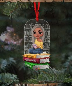 Book Little Girl Doll Reading Books, Personalized Acrylic Ornament