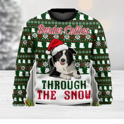 Border Collies Through The Snow Christmas Ugly Sweater