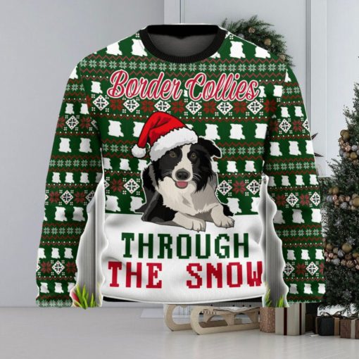 Border Collies Through The Snow Christmas Ugly Sweater