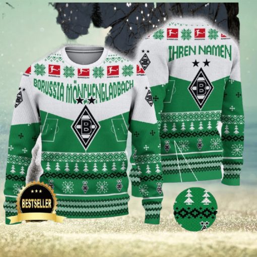 Borussia Monchengladbach Ugly Christmas Sweater Logo Custom Name Gift Fans