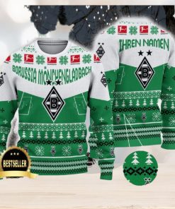 Borussia Monchengladbach Ugly Christmas Sweater Logo Custom Name Gift Fans