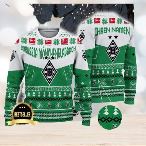 Borussia Monchengladbach Ugly Christmas Sweater Logo Custom Name Gift Fans