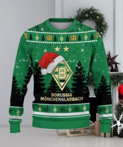 Borussia Monchengladbach Ugly Christmas Sweater Santa Hat Logo Trending Christmas Gift For Fans