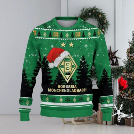 Borussia Monchengladbach Ugly Christmas Sweater Santa Hat Logo Trending Christmas Gift For Fans