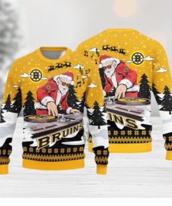 Boston Bruins Christmas Funny DJ Santa New Style Knitted Sweater