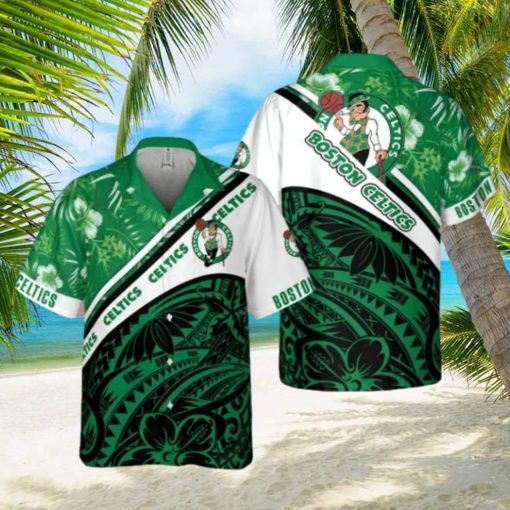 Boston Celtics Polynesian Pattern National National Basketball Association 2023 AOP Hawaiian Shirt