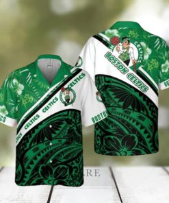 Boston Celtics Polynesian Pattern National National Basketball Association 2023 AOP Hawaiian Shirt