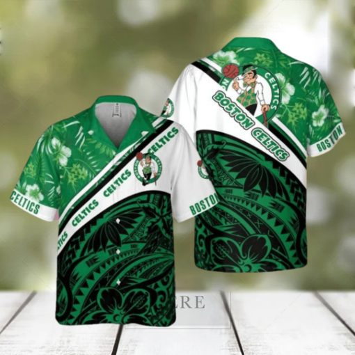 Boston Celtics Polynesian Pattern National National Basketball Association 2023 AOP Hawaiian Shirt